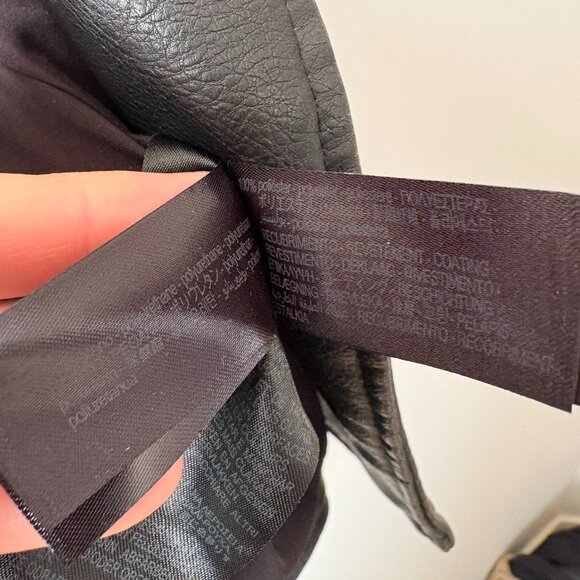 Zara Faux Vegan Leather Biker Jacket Black Size Large - Picture 7 of 8